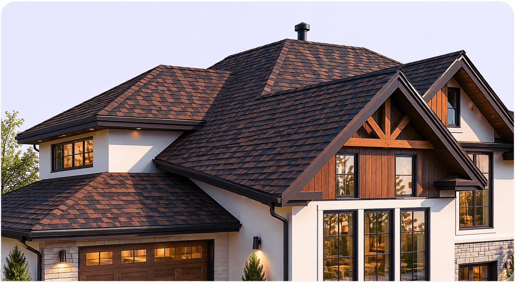 Aerial view of a residential home roof captured for a measurement report